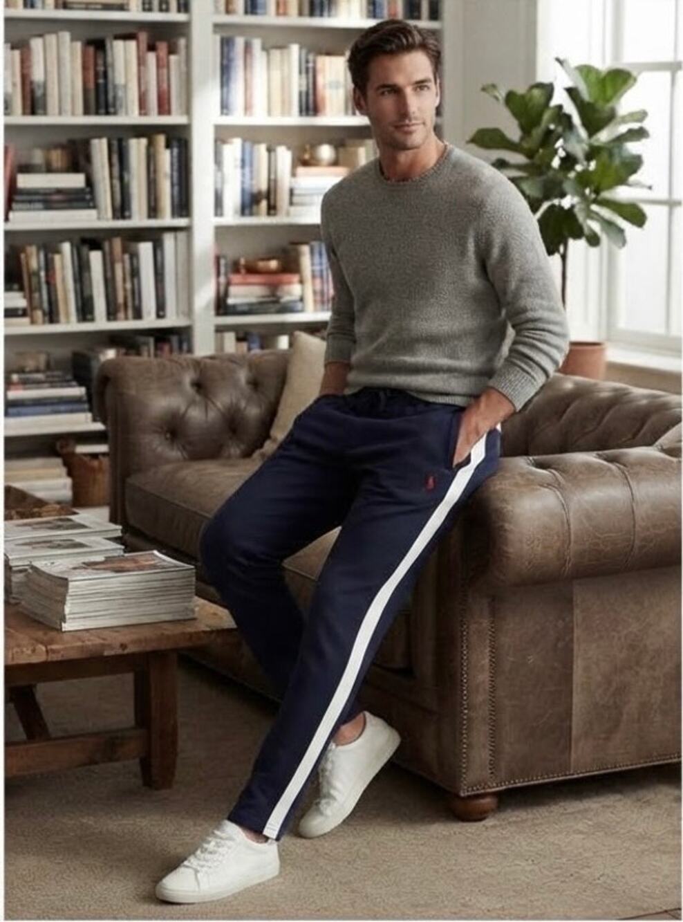 Polo Ralph Lauren Men’s Interlock Track Pants Navy Blue Ankle Zip Red Pony XL